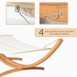 Rackhams Outdoor Garden Hammock with Wooden Stand Swing Hanging Bed for Patio White - thumbnail 5