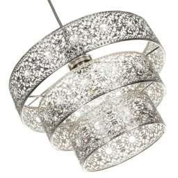 Rackhams Polished Silver Acrylic Gem Moroccan Style Triple Tier Pendant Lighting Shade - thumbnail 3