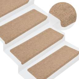 Rackhams Stair Mats Self-adhesive 15 pcs 65x24.5x3.5 cm Beige - thumbnail 1