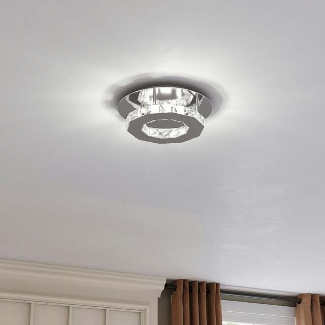 Rackhams 30cm W Stacked LED Ceiling Light with Crystal Rims Energy Saving - W 20 x L 20 x H 8 cm - Non-dimmable (White Glow) - image 1