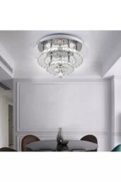 Rackhams 30cm W Stacked LED Ceiling Light with Crystal Rims Energy Saving - W 20 x L 20 x H 8 cm - Non-dimmable (White Glow) - thumbnail 3