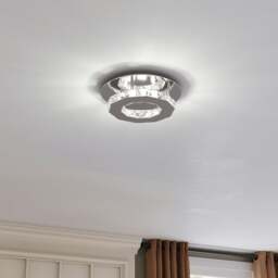 Rackhams 30cm W Stacked LED Ceiling Light with Crystal Rims Energy Saving - W 20 x L 20 x H 8 cm - Non-dimmable (White Glow) - thumbnail 1