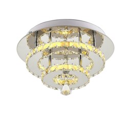 Rackhams 30cm W Stacked LED Ceiling Light with Crystal Rims Energy Saving - W 20 x L 20 x H 8 cm - Non-dimmable (White Glow) - thumbnail 6