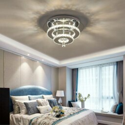 Rackhams 30cm W Stacked LED Ceiling Light with Crystal Rims Energy Saving - W 20 x L 20 x H 8 cm - Non-dimmable (White Glow) - thumbnail 2