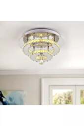 Rackhams 30cm W Stacked LED Ceiling Light with Crystal Rims Energy Saving - W 20 x L 20 x H 8 cm - Non-dimmable (White Glow) - thumbnail 4
