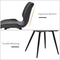 Rackhams Set Of 2 Vintage PU Leather Dining Chair Moulded Seats Armless Padded Steel Frame Modern Stylish Dining Room Grey - Gray - thumbnail 1