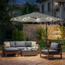 Rackhams 3 m Cantilever Parasol Solar LED Lights - Black - thumbnail 6