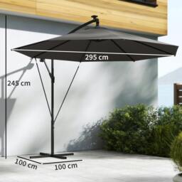 Rackhams 3 m Cantilever Parasol Solar LED Lights - Black - thumbnail 3