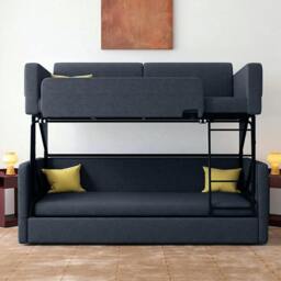 Rackhams SB142 Two Seater Sofa Bed, Kid Bunk Bed - Dark Grey