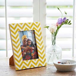 "Rackhams Asin Yellow Chevron Patterned Photo Frame - 6"" x 4""" - thumbnail 1