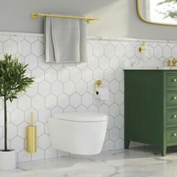 "Rackhams Brushed Brass Double Towel Rail 64.8cm/25.5"" Wall Mounted with Concealed Screws Bathroom Towel Holder" - thumbnail 2