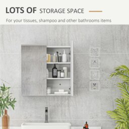 Rackhams Wall Mounted Bathroom Storage Cupboard W/ Mirror and Shelf, White - thumbnail 4