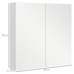 Rackhams Wall Mounted Bathroom Storage Cupboard W/ Mirror and Shelf, White - thumbnail 6