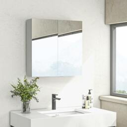Rackhams Wall Mounted Bathroom Storage Cupboard W/ Mirror and Shelf, White