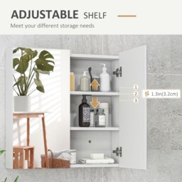 Rackhams Wall Mounted Bathroom Storage Cupboard W/ Mirror and Shelf, White - thumbnail 5
