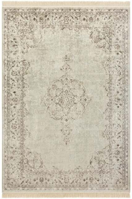 Rackhams Oriental Velvet With Fringes Vintage Cream Rug - 95X140 cm - image 1