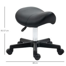 Rackhams Saddle Stool, PU Leather Adjustable Rolling Salon Chair with Steel Frame for Massage, Spa, Beauty and Tattoo, Black - thumbnail 3