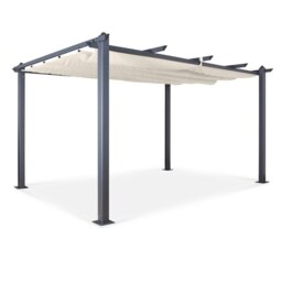 Rackhams Acorn Aluminium 4m Rectangular Pergola Gazebo in Creamy White - Creamy White - Aluminium - 1 - thumbnail 3