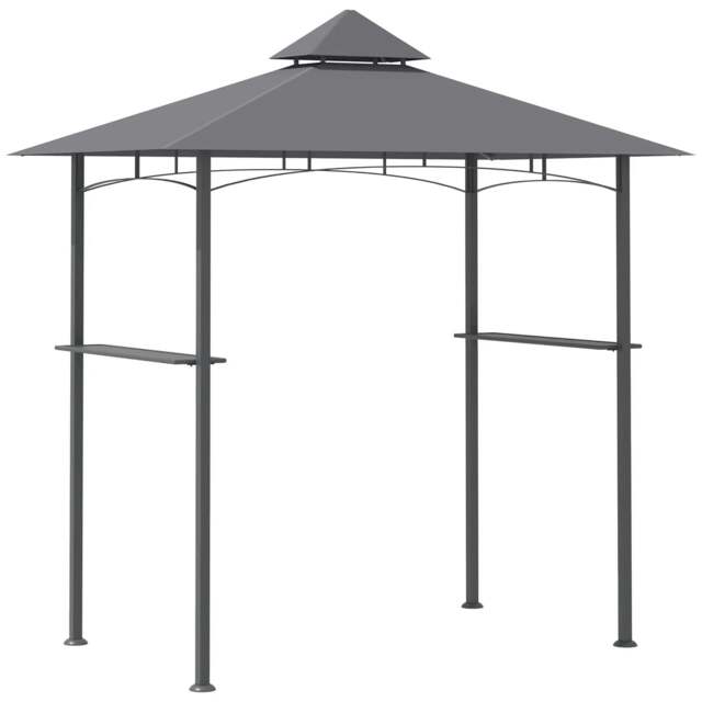 Rackhams 2.5M (8ft) New Double-Tier BBQ Gazebo Grill Canopy Barbecue Tent Shelter Patio Deck Cover - Grey - image 1