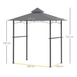 Rackhams 2.5M (8ft) New Double-Tier BBQ Gazebo Grill Canopy Barbecue Tent Shelter Patio Deck Cover - Grey - thumbnail 3