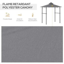 Rackhams 2.5M (8ft) New Double-Tier BBQ Gazebo Grill Canopy Barbecue Tent Shelter Patio Deck Cover - Grey - thumbnail 6