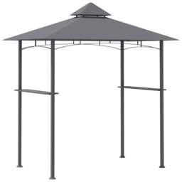 Rackhams 2.5M (8ft) New Double-Tier BBQ Gazebo Grill Canopy Barbecue Tent Shelter Patio Deck Cover - Grey - thumbnail 1