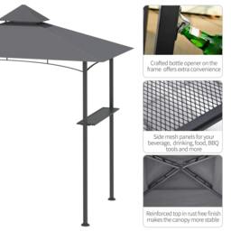 Rackhams 2.5M (8ft) New Double-Tier BBQ Gazebo Grill Canopy Barbecue Tent Shelter Patio Deck Cover - Grey - thumbnail 5