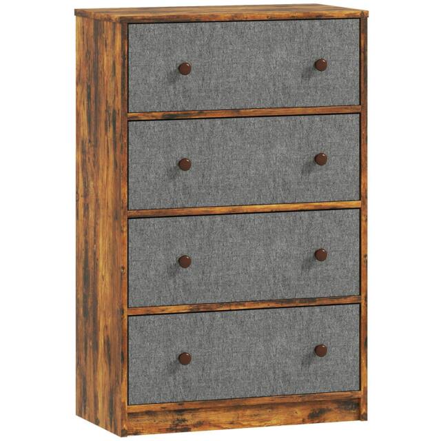 Rackhams Chest of Drawers, Dresser with 4 Fabric Drawers - Grey and Rustic Brown