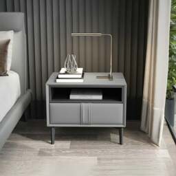Rackhams Mogensen Bedside Table, Grey - Black - thumbnail 1