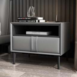Rackhams Mogensen Bedside Table, Grey - Black - thumbnail 3