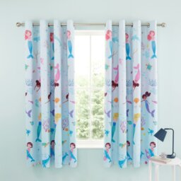 Rackhams Mermaid Fully Reversible Eyelet Curtains - 66x72 Inch - Blue / Pink - thumbnail 2