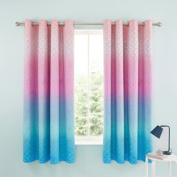 Rackhams Mermaid Fully Reversible Eyelet Curtains - 66x72 Inch - Blue / Pink - thumbnail 3