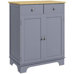 Rackhams Rubber Wood Top Kitchen Side Cabinet with Adjustable Shelf, Grey - thumbnail 2