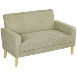 Rackhams 2 Seater Sofa, Velvet-Feel Upholstered Loveseat for Small Space, Beige - Grey - 1 - 130