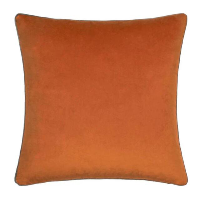 Rackhams Meridian Velvet Cushion Cover - Pumpkin/Mocha - 45cm x 45cm - Pumpkin/Mocha - 100% Polyester - image 1