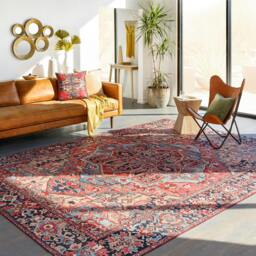 Rackhams Iris-Vintage Red Blue Beige Traditional Boho Rug - 80 x 230 cm - thumbnail 2