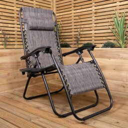 Rackhams Multi Position Garden Zero Gravity Relaxer Chair Sun Lounger in Mixed Grey - SunLoungers - thumbnail 2