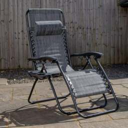 Rackhams Multi Position Garden Zero Gravity Relaxer Chair Sun Lounger in Mixed Grey - SunLoungers - thumbnail 1
