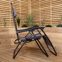 Rackhams Multi Position Garden Zero Gravity Relaxer Chair Sun Lounger in Mixed Grey - SunLoungers - thumbnail 4