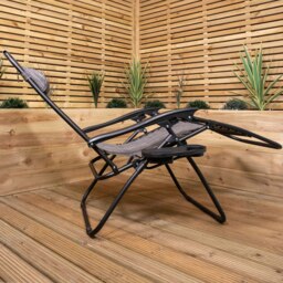 Rackhams Multi Position Garden Zero Gravity Relaxer Chair Sun Lounger in Mixed Grey - SunLoungers - thumbnail 3