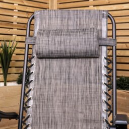 Rackhams Multi Position Garden Zero Gravity Relaxer Chair Sun Lounger in Mixed Grey - SunLoungers - thumbnail 5