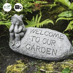 Rackhams Welcoming Frog Stone Cast Garden Ornament - thumbnail 2