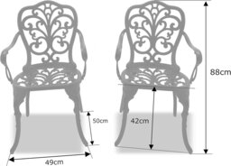 Rackhams Bangui Black 2-Large Garden and Patio Chairs with Armrests in Cast Aluminium - thumbnail 6