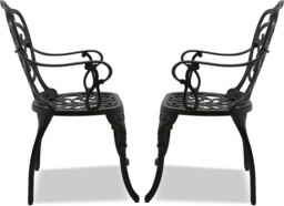 Rackhams Bangui Black 2-Large Garden and Patio Chairs with Armrests in Cast Aluminium - thumbnail 5