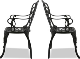 Rackhams Bangui Black 2-Large Garden and Patio Chairs with Armrests in Cast Aluminium - thumbnail 4