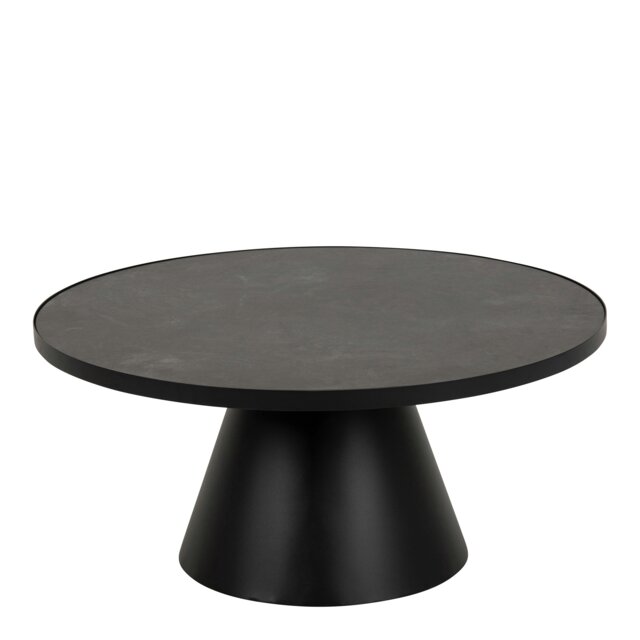 Rackhams Soli Low Round Ceramic Coffee Table in Black 85.7x40cm - 1 - Black - Black - image 1