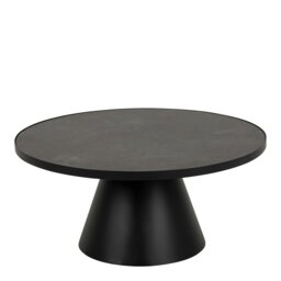 Rackhams Soli Low Round Ceramic Coffee Table in Black 85.7x40cm - 1 - Black - Black