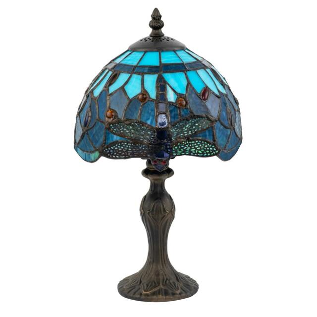 Rackhams Handmade Midnight and Sky Blue Stained Glass Dragonfly Tiffany Lamp - image 1