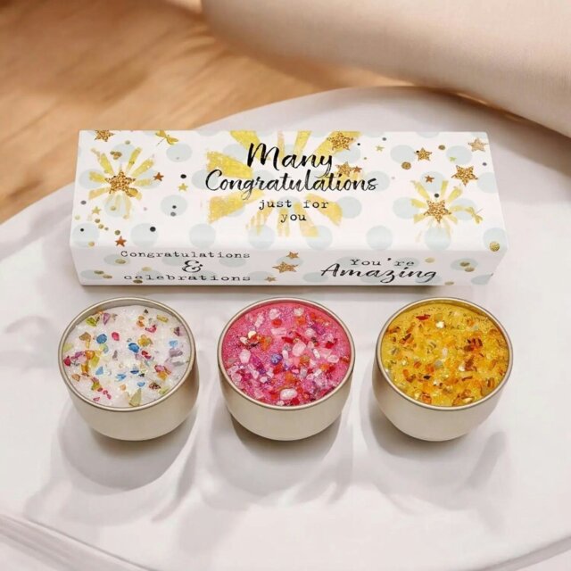 Rackhams Many Congratulations Candle Trio Set - Luxury Scented Candles Gift - image 1