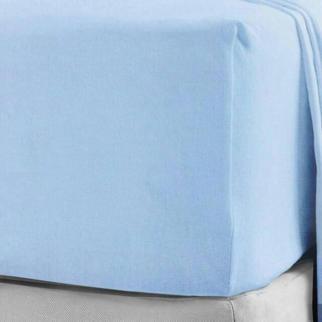 Rackhams 100% Brushed Cotton Flannelette Fitted Sheet or Pillowcase Pair -  Blue - Double (135cm x 190cm) + 25cm Deep - image 1